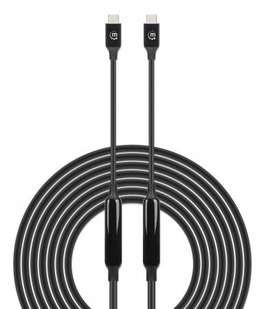Manhattan Active USB-C to USB-C Cable, 5m, USB 3.2 Gen 2 (formerly USB 3.1 Gen 2), 10 Gbps, 3A/60W Fast Charging, SuperSpeed+ USB, DisplayPort Alt Mode Video up to 8K@60Hz, Black, Three Year Warranty