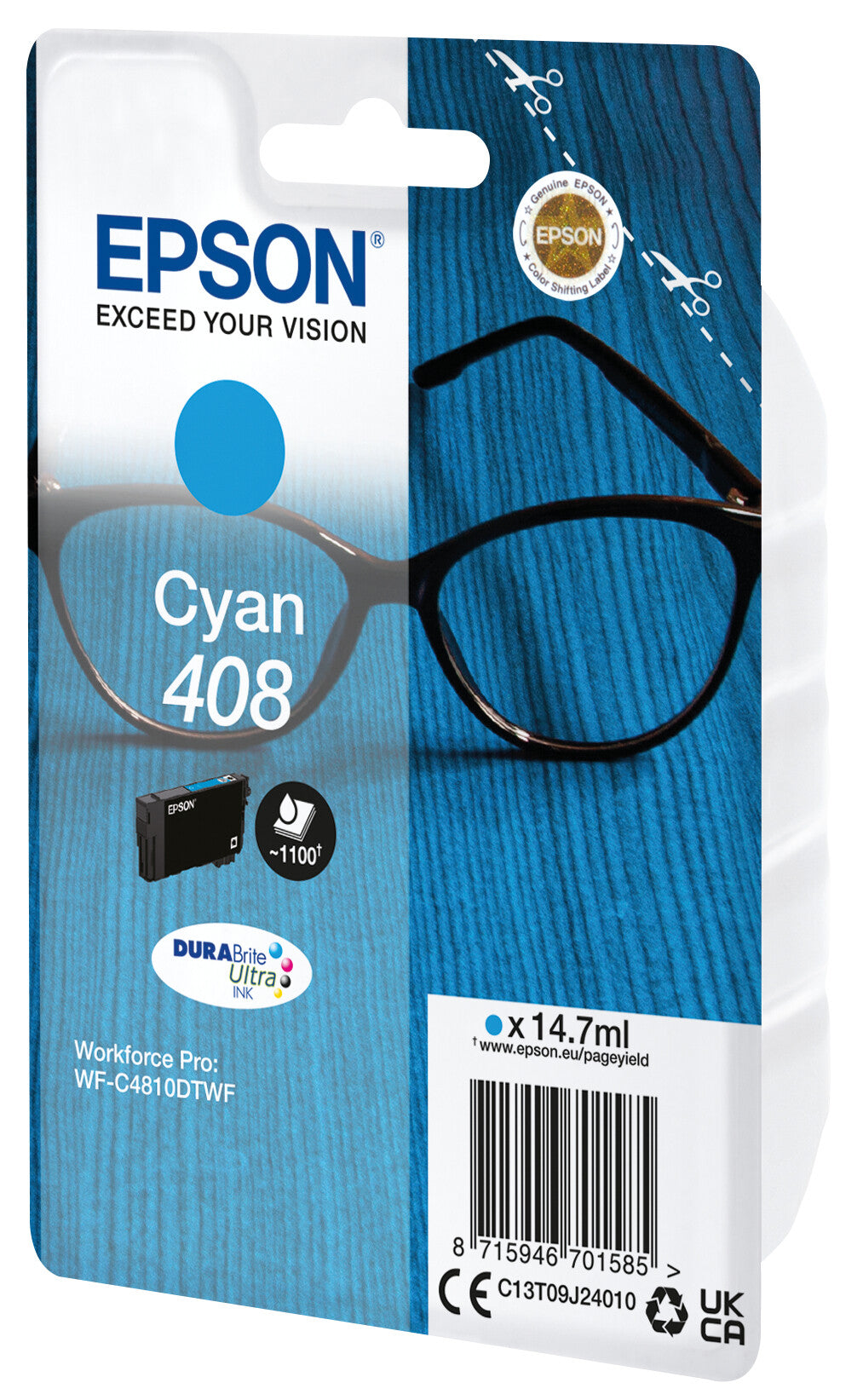 Epson 408 Spectacles DURABrite Ultra Single Cyan Ink