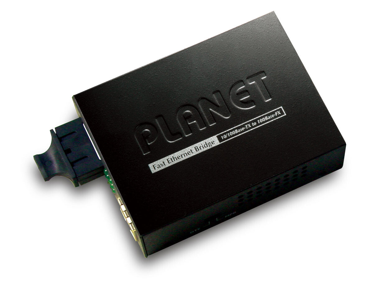 PLANET FT-802 media converter, 100 Mbit/s, 1310 nm, Multi-mode, Single-mode, black