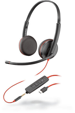 POLY Blackwire 3225 Headset Wired Head-band Calls/Music USB-C, Boom microphone, black
