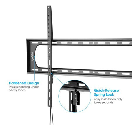 Manhattan Wall Mount for TV & Monitors (Fixed Low Profile), For screens: 60" to 120", VESA compatibility: all between 50x50 to 900x600mm - check the dimensions of the four mounting holes on back of screen to ensure it fits, Max 120kg, Black, LFD, Bracket