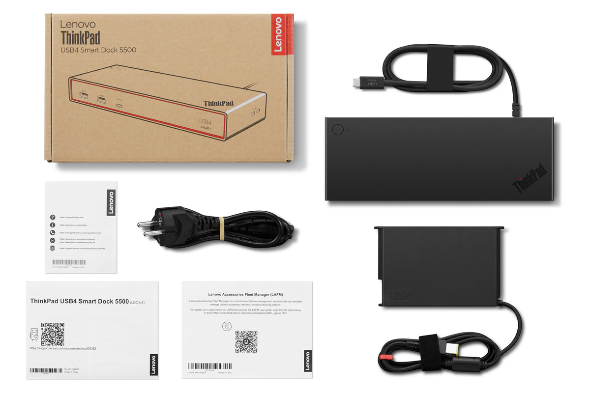 Lenovo ThinkPad USB4 Smart Dock 5500 with 135W Adapter Wired Black