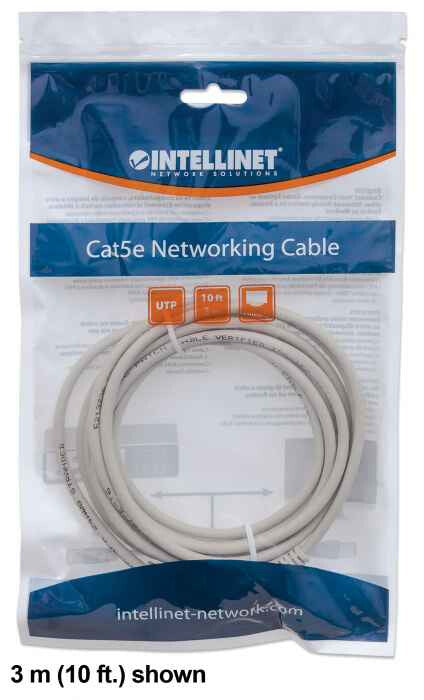 Intellinet Network Patch Cable, Cat6, 1.5m, Grey, CCA, U/UTP, PVC, RJ45, Gold Plated Contacts, Snagless, Booted, Lifetime Warranty