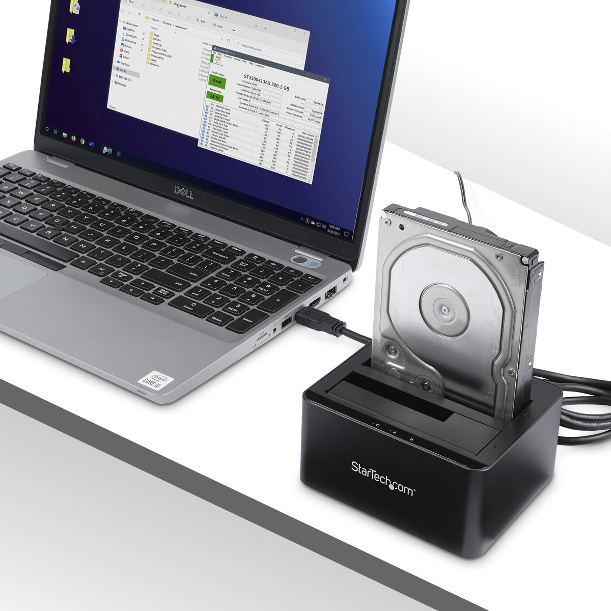 StarTech.com Dual-Bay USB 3.0 to SATA Hard Drive Docking Station, USB Hard Drive Dock, External 2.5/3.5" SATA I/II/III SSD/HDD Docking Station, Hot-Swap Hard Drive Bays, Top-Loading