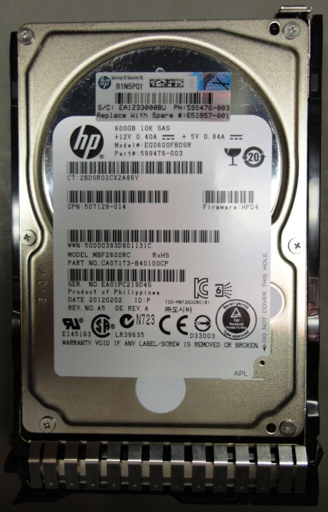 HP 600GB hot-plug dual-port SAS HDD internal hard drive 10000 RPM 2.5"