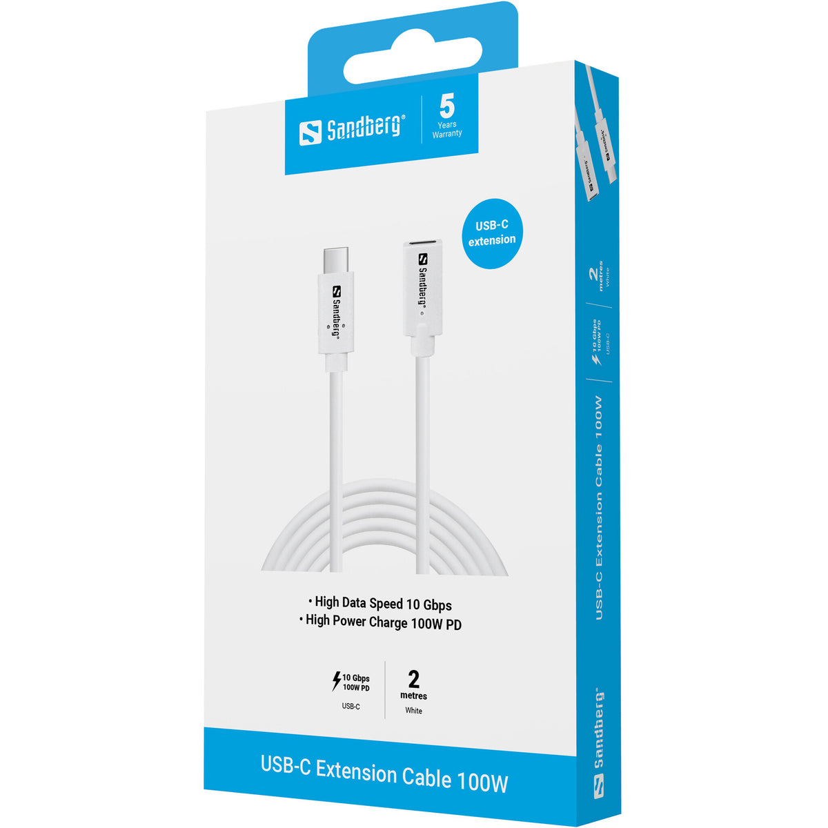 Sandberg USB-C - C M-F USB 3.1 100W, 2M
