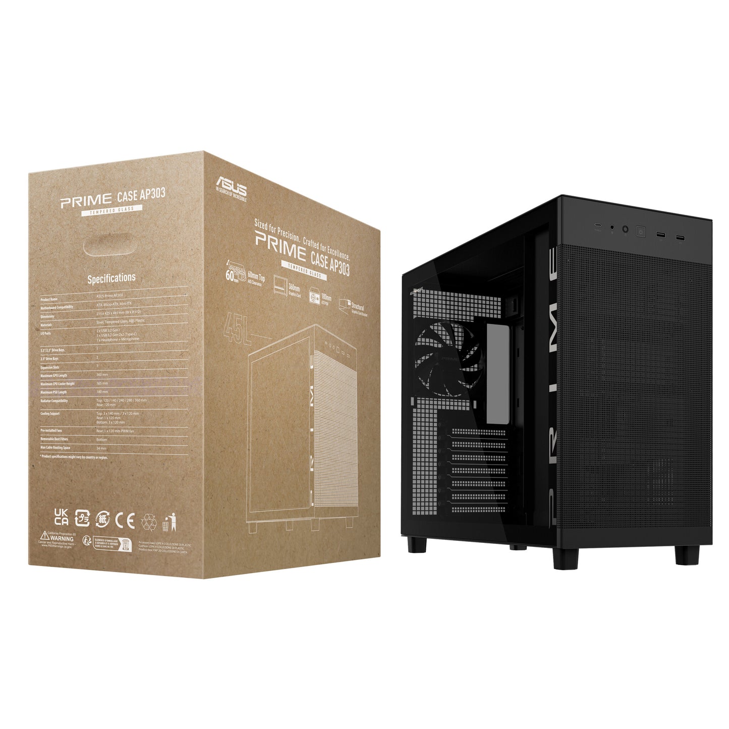 ASUS PRIME AP303 TG Black Midi Tower