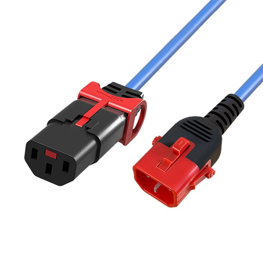 Microconnect Powercord C13 IEC Lock+ - C14 IEC Lock Dual Locking blue 3m, PC3623