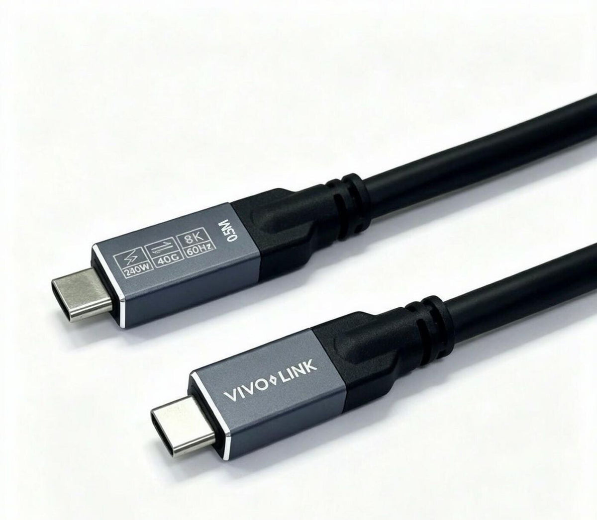 Vivolink USB-C to USB-C Cable 0.5m - USB4, 40Gbps, 100W PD, 8K, Enterprise-tested USB cable USB4 Gen 2x2 USB C 40 Gbit/s Black