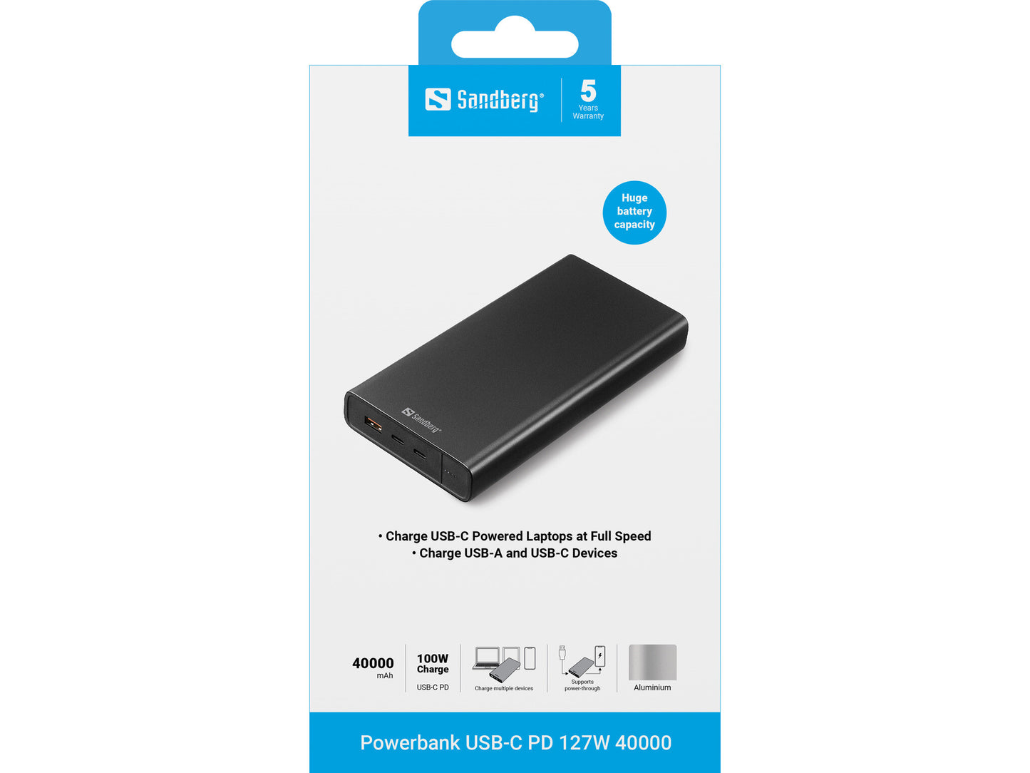 Sandberg Powerbank USB-C PD 127W 40000