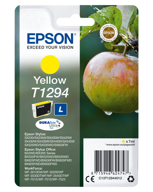 Epson C13T12944022/T1294 Ink cartridge yellow Blister Radio Frequency, 545 pages 7ml for Epson Stylus BX 320/SX 235 W/SX 420/SX 525/WF 3500