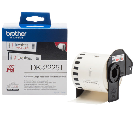 Brother DK22251 DirectLabel Etikettes red / black on white 62 mm x 15,24 m for Brother P-Touch QL 800