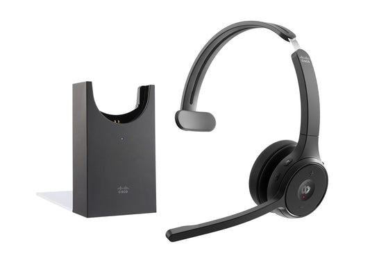 Cisco Headset 721, Wireless Single On-Ear Bluetooth Headphones, Webex Button, USB-A HD Bluetooth Adapter, Soft Case, Charging Stand, Carbon Black, 1-Year Limited Liability Warranty (HS-WL-721-BUNAS-C)