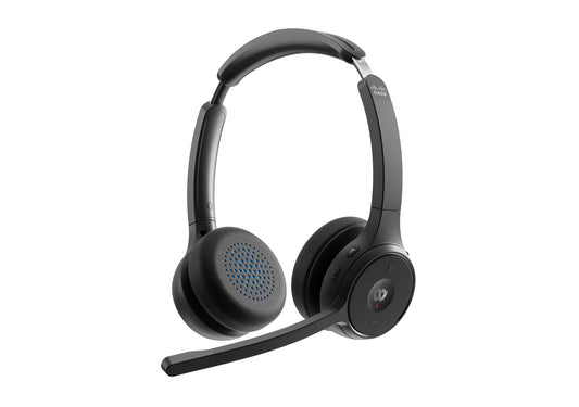 Cisco Headset 722, Wireless Dual On-Ear Bluetooth Headset with Webex Button, USB-A HD Bluetooth Adapter, Soft Case, Carbon Black, 1-Year Limited Liability Warranty (HS-WL-722-BUNA-C)