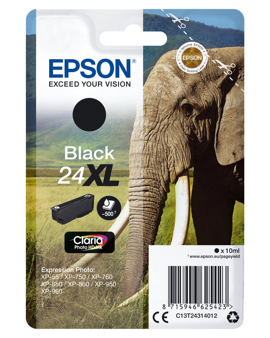 Epson C13T24314012/24XL Ink cartridge black high-capacity, 500 pages 10ml for Epson XP 750