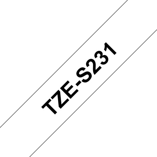 Brother TZE-S231 DirectLabel black on white extra strong Laminat 12mm 8m for Brother P-Touch TZ 3.5-18mm/6-12mm/6-18mm/6-24mm/6-36mm