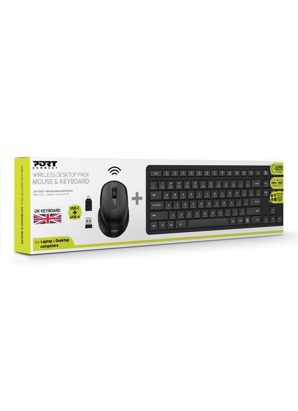 Port Designs 900904-UK keyboard Mouse included Office QWERTY UK English Black