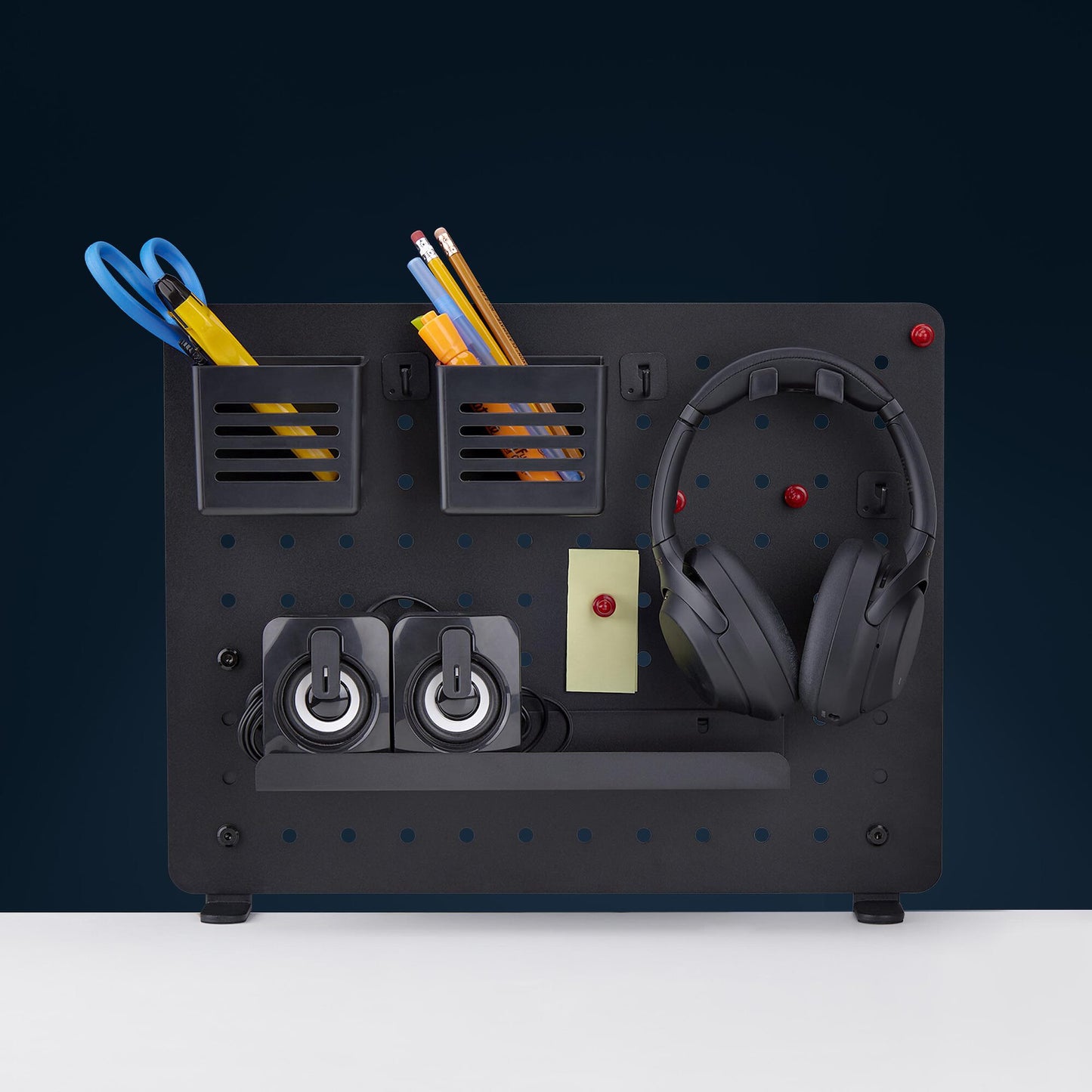 StarTech.com Clamp-On Pegboard with Accessories, 16.5 x 12.5in (42 x 32cm), Steel Pegboard, Desktop Storage Organizer, Desk Mount Peg Board, Black
