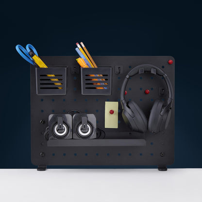StarTech.com Clamp-On Pegboard with Accessories, 16.5 x 12.5in (42 x 32cm), Steel Pegboard, Desktop Storage Organizer, Desk Mount Peg Board, Black
