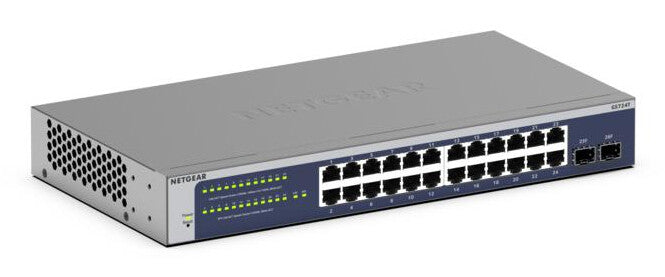 NETGEAR GS724T Managed L2+/L3 Gigabit Ethernet (10/100/1000) 1U Blue, Grey