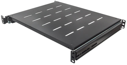 Intellinet 19" Sliding Shelf, 1U, For 600 to 800mm Depth Cabinets & Racks, shelf depth 350mm, Max weight 35kg, Black