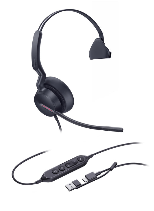 Yealink UH46 Mono USB-C/A headset, Head-band, Wired connection, In-line microphone, Office/Call center
