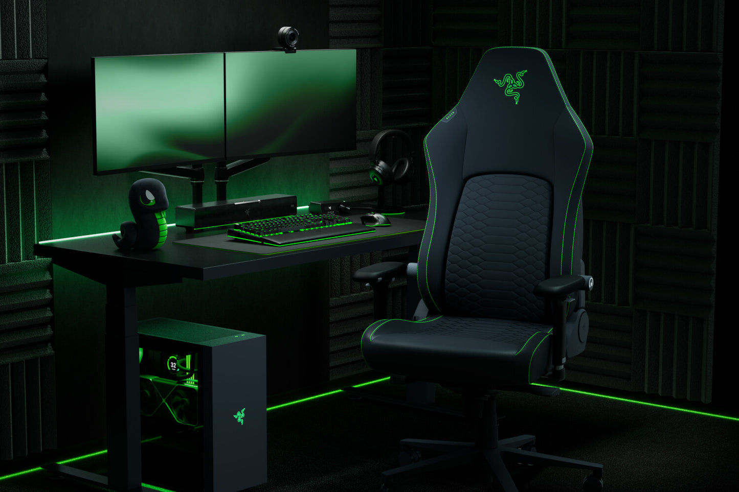 Razer Iskur V2 NewGen Gaming armchair Padded seat Black, Green
