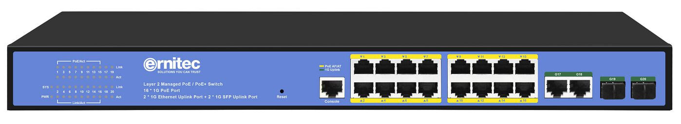 Ernitec ELECTRA-M16-1GB-285W network switch Managed L2/L2+ Gigabit Ethernet (10/100/1000) Power over Ethernet (PoE)