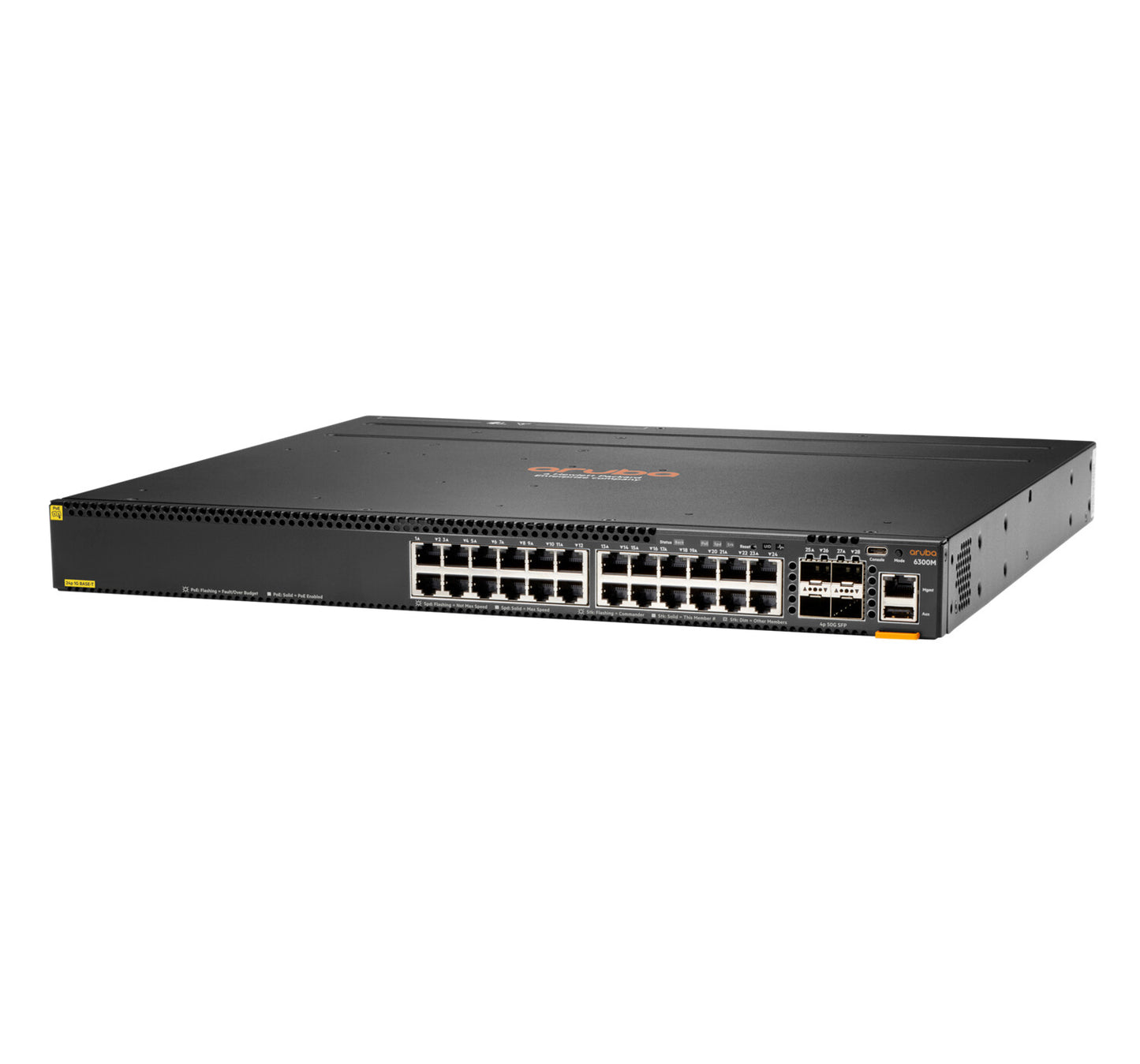 HPE Aruba Networking Aruba 6300M 24-port 1GbE Class 4 PoE & 4-port SFP56 Managed L3 Gigabit Ethernet (10/100/1000) Power over Ethernet (PoE) 1U