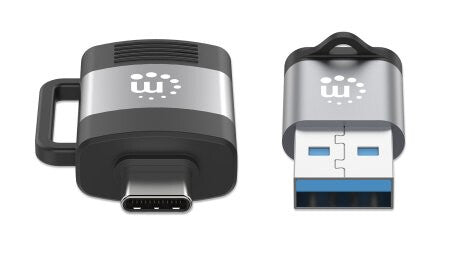 Manhattan 2-Piece USB-C/USB-A Adapter Set, USB 3.0 (aka USB 3.2 Gen 1), 5 Gbps, SuperSpeed USB, USB-C Male to USB-A Female and USB-C Female to USB-A Male, Black/Silver, Lifetime Warranty