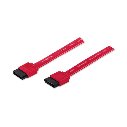 Manhattan SATA Data Cable, 7-Pin Male to Male, 50cm, Up to 6 Gbps, Red, Lifetime Warranty