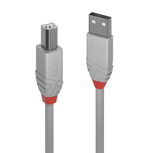 Lindy 1m USB 2.0 Type A to B Cable, Anthra Line, Grey