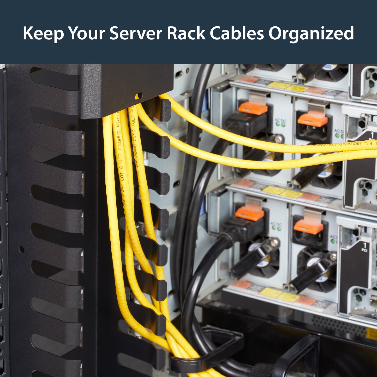 StarTech.com 2-Pack 20U Vertical Cable Organizer with Finger Ducts, Vertical Cable Management Panel, 40U Rack-Mount Cable Raceway, 2x 3ft (91cm) Wire Organizers