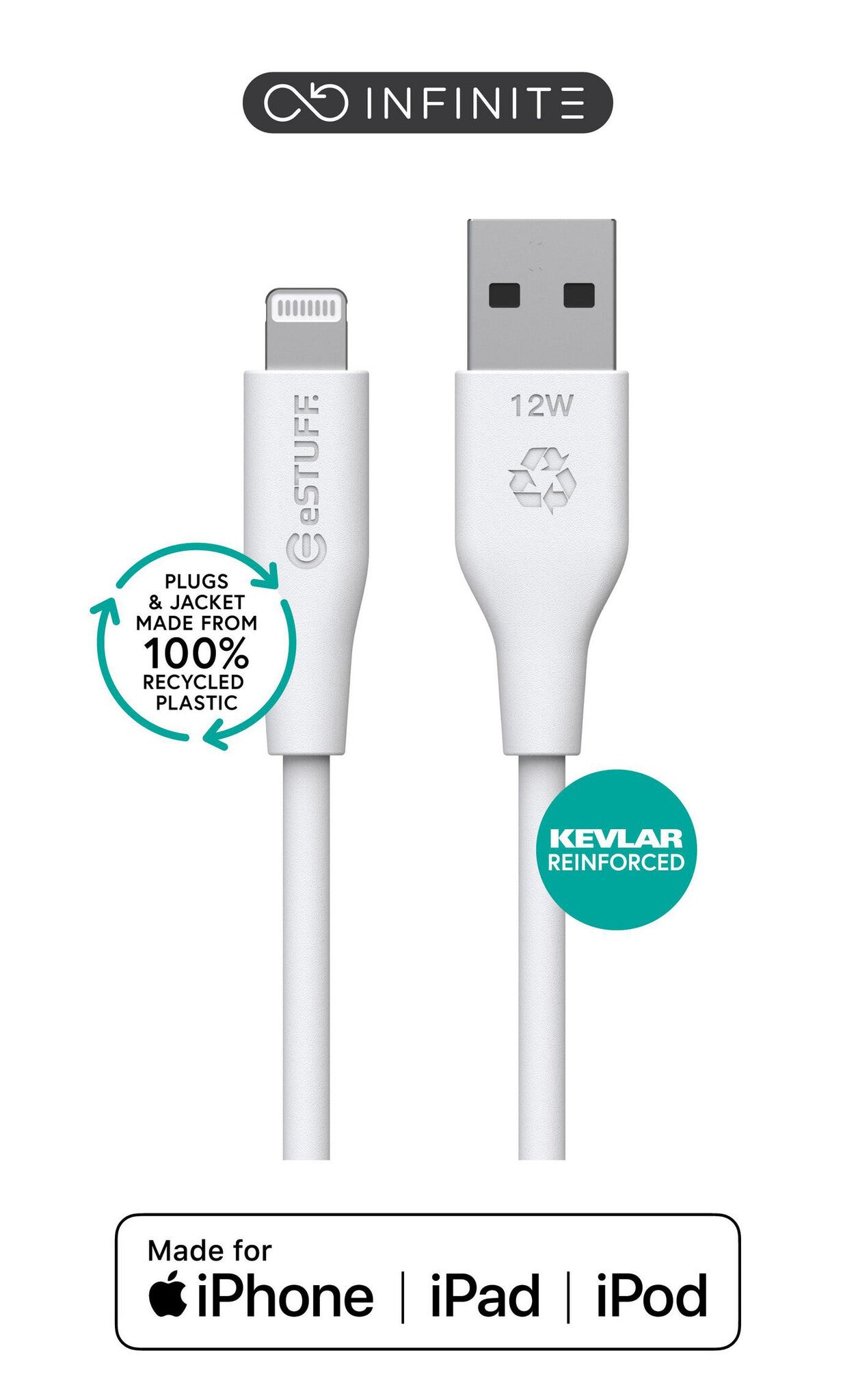 eSTUFF ES601170 lightning cable 1 m White