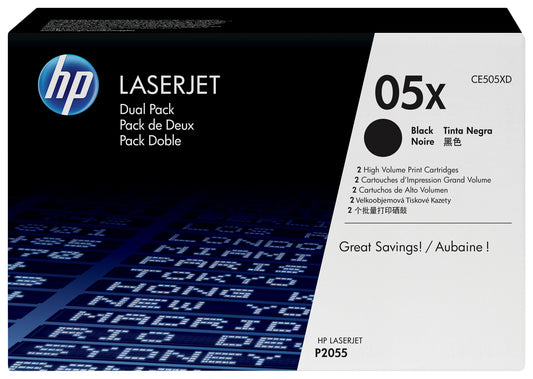 HP 05X 2-pack High Yield Black Original LaserJet Toner Cartridges