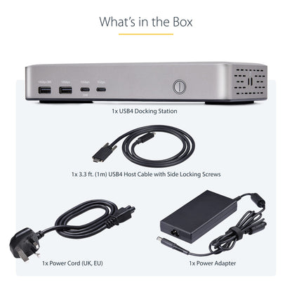 StarTech.com Dual-Monitor USB4 Docking Station, Dual 4K 120Hz or Single 8K 60Hz HDMI, 100W Laptop Charging, 2.5GbE, USB-C Multi-Monitor Dock, Driverless
