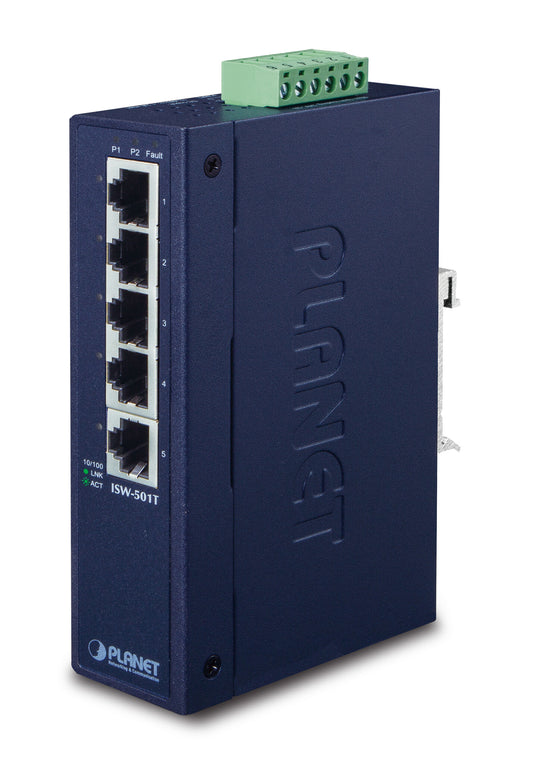 PLANET ISW-501T network switch, Unmanaged, 5-port, blue