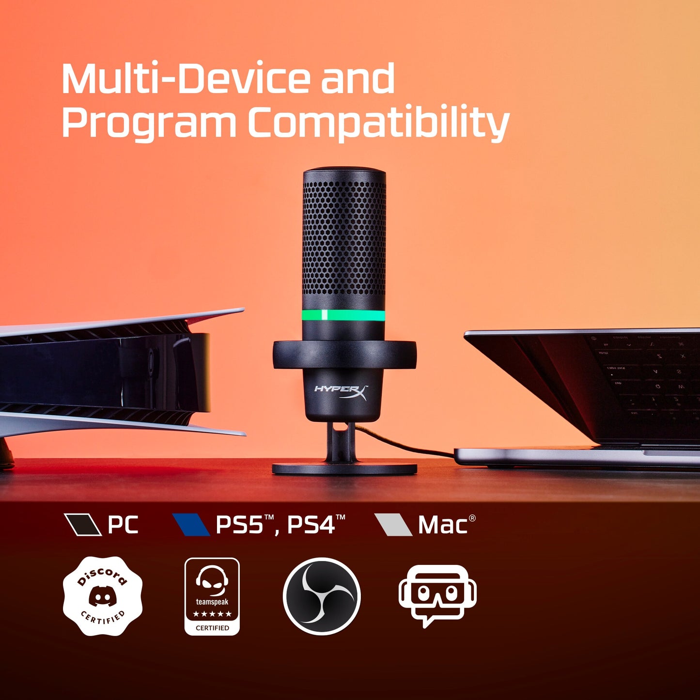 HyperX DuoCast - USB Microphone (Black) - RGB Lighting