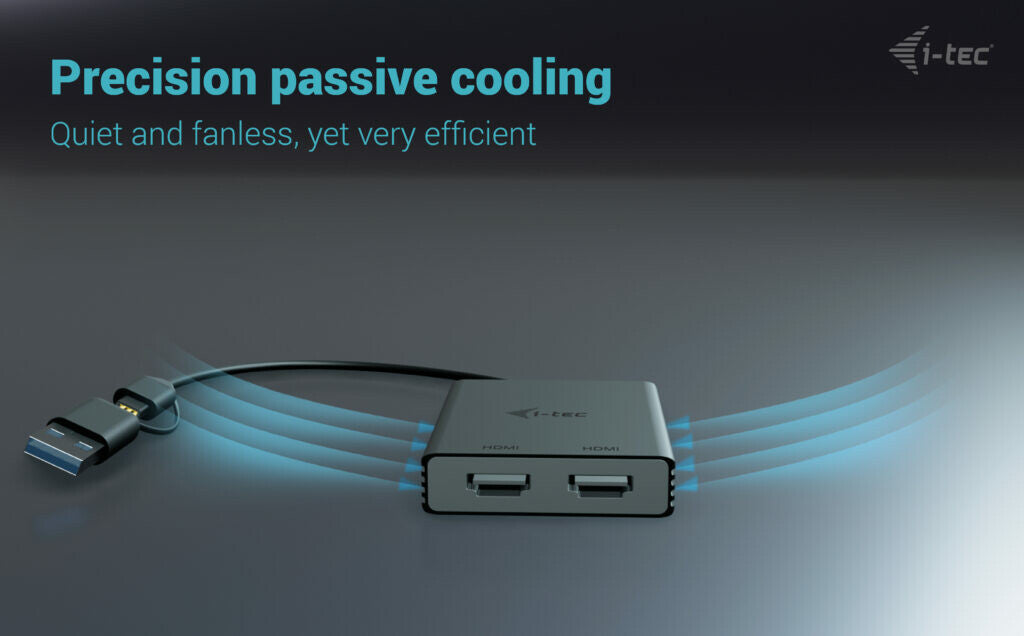 i-tec USB-A/USB-C Dual 4K/60 Hz HDMI Video Adapter