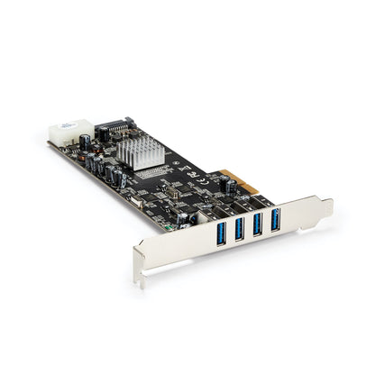 StarTech.com 4 Port USB 3.0 PCIe Card w/ 4 Dedicated 5Gbps Channels (USB 3.2 Gen 1) - UASP - SATA / LP4 Power - PCI Express Adapter Card