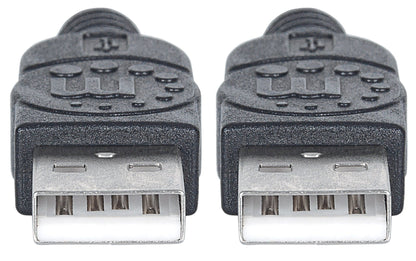 Manhattan USB-A to USB-A Cable, 1m, Male to Male, 480 Mbps (USB 2.0), Equivalent to USB2AA1M, Hi-Speed USB, Black, Lifetime Warranty, Polybag