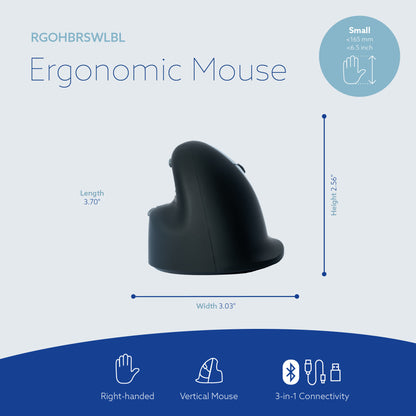 R-Go Tools Ergonomic mouse R-Go HE Break with break software, small (hand size ˂165 mm), right-handed, Wired, black