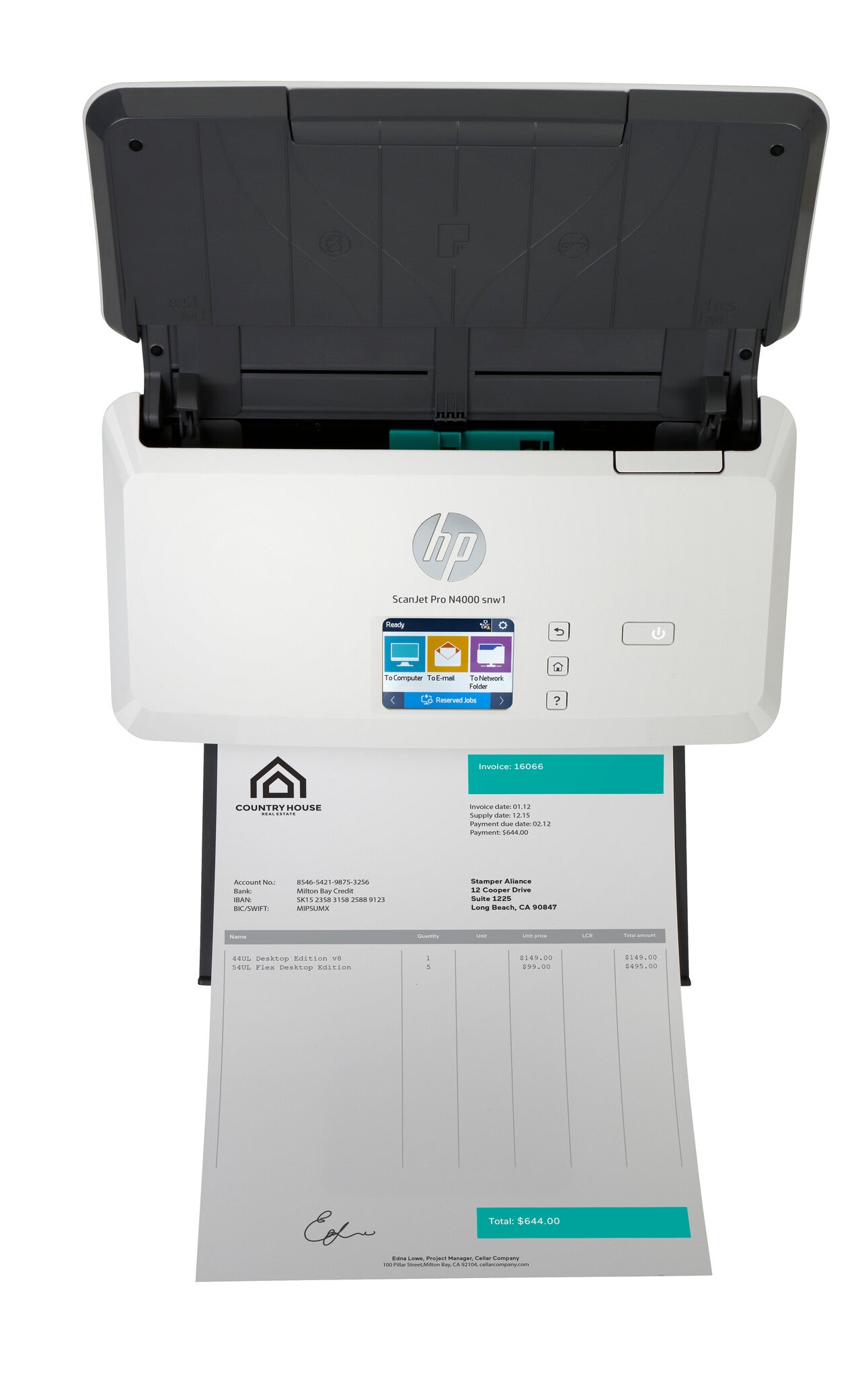 HP ScanJet Pro N4000 snw1 Sheet-fed scanner 600 x 600 DPI A4 Black, White