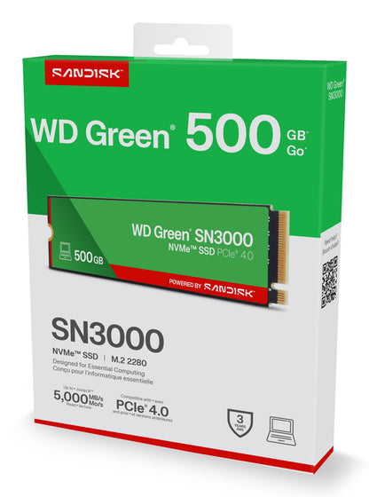 SanDisk Green WD ™ SN3000 NVMe™ SSD POWERED BY 500 GB
