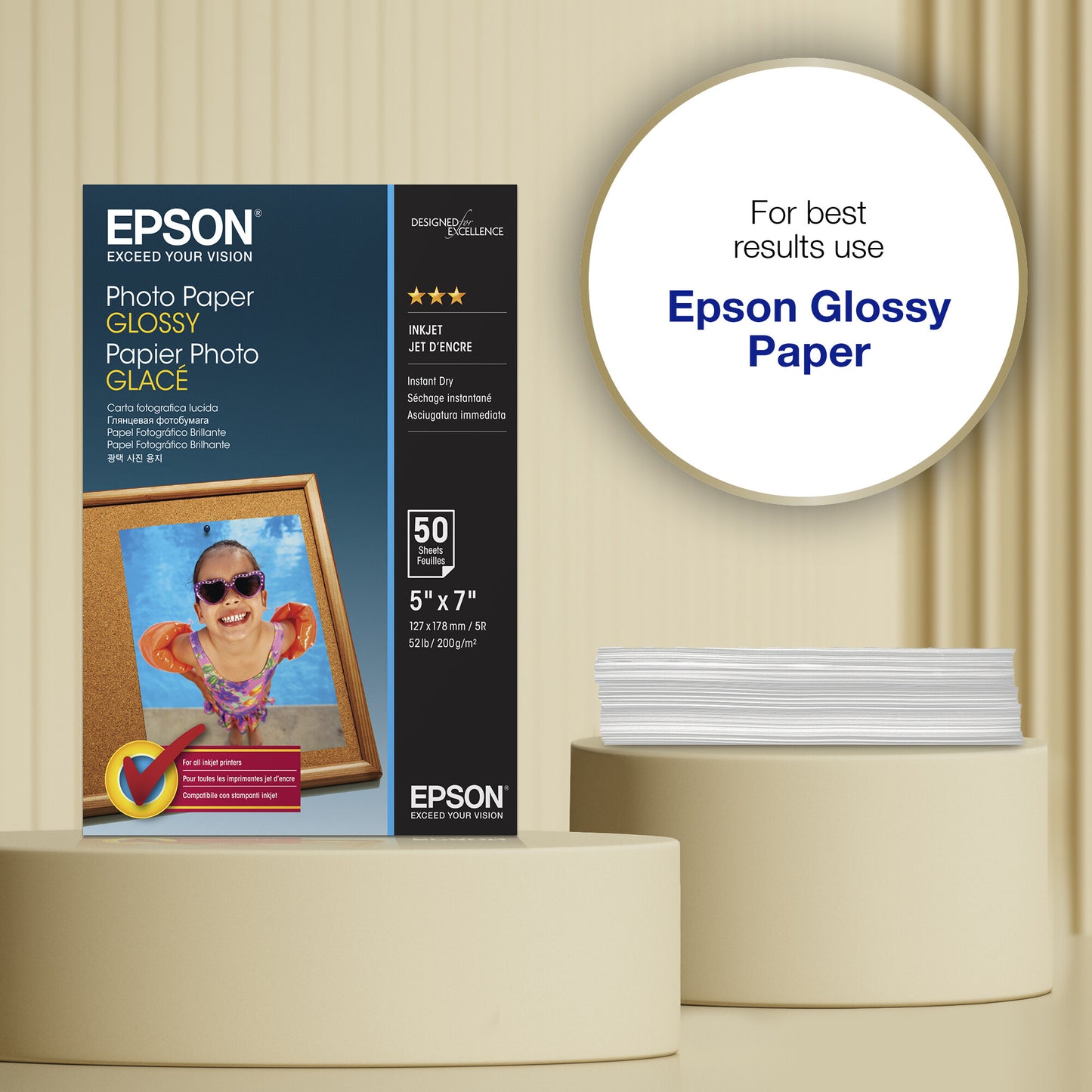 Epson Glossy Photo Paper (130 x 180mm), 200gsm, 50 sheets