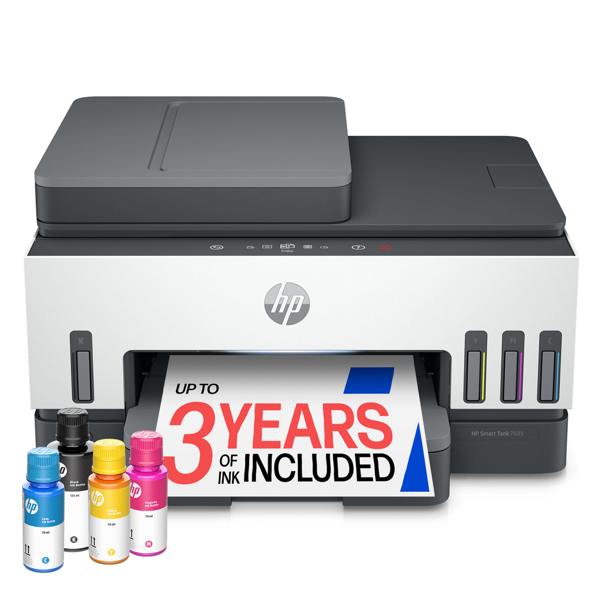 HP Smart Tank 7605 Wireless All-in-One Color Printer, Two-sided printing; Copier, Scanner