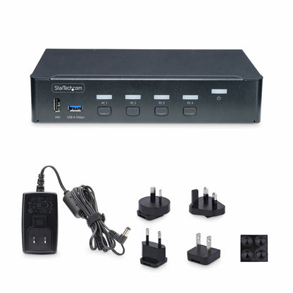 StarTech.com 4-Port DisplayPort KVM Switch, Single 4K 60Hz Monitor, 6x USB Ports, Push-Button & Hotkey Switching, DisplayPort 1.2, OS Independent, TAA Compliant