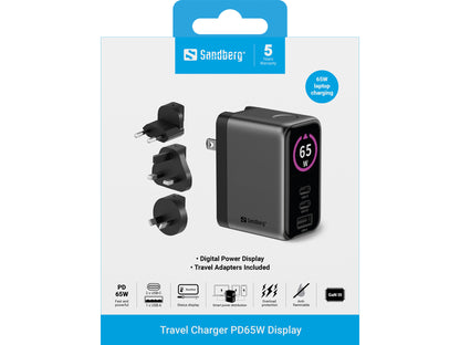 Sandberg Travel Charger PD65W Display