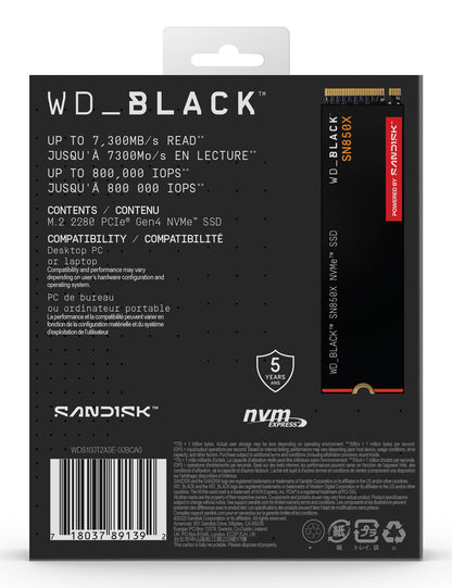 Western Digital Black WD_BLACK™ SN850X NVMe™ SSD POWERED BY SANDISK 1 TB