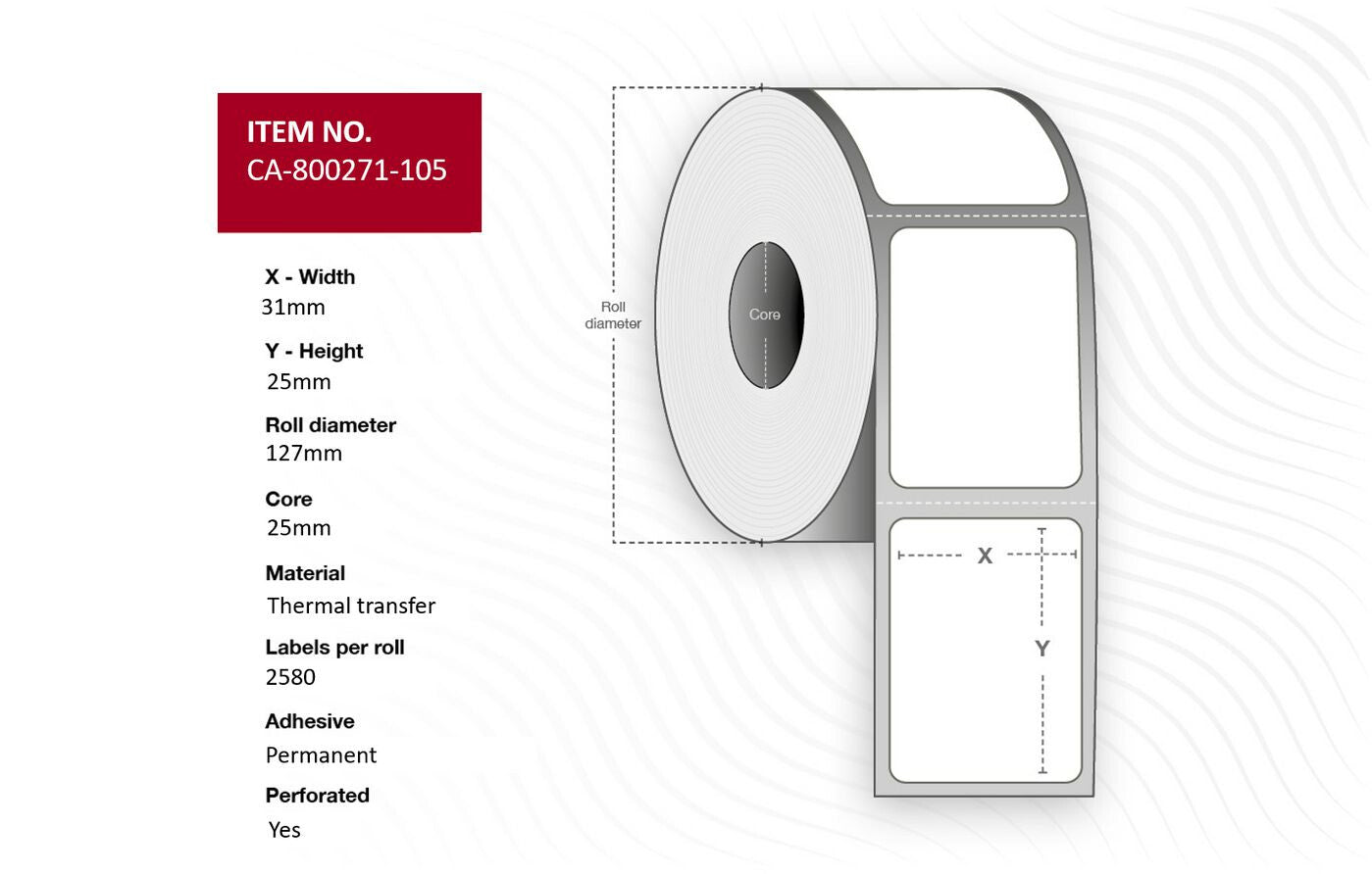 Capture CA-800271-105 printer label White